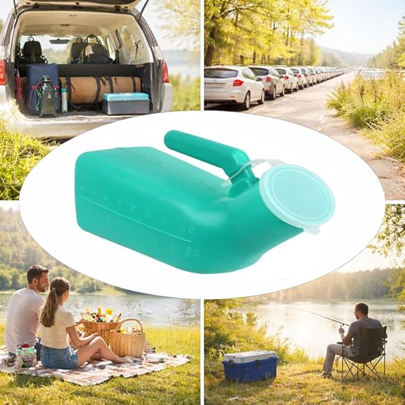 Atoke 2 Pack Portable Urine Bottle for Men, Thick & Durable Leak-Proof Urinal Bottle with Lid, Reusable Travel Urinal for Car, Camping, Outdoor