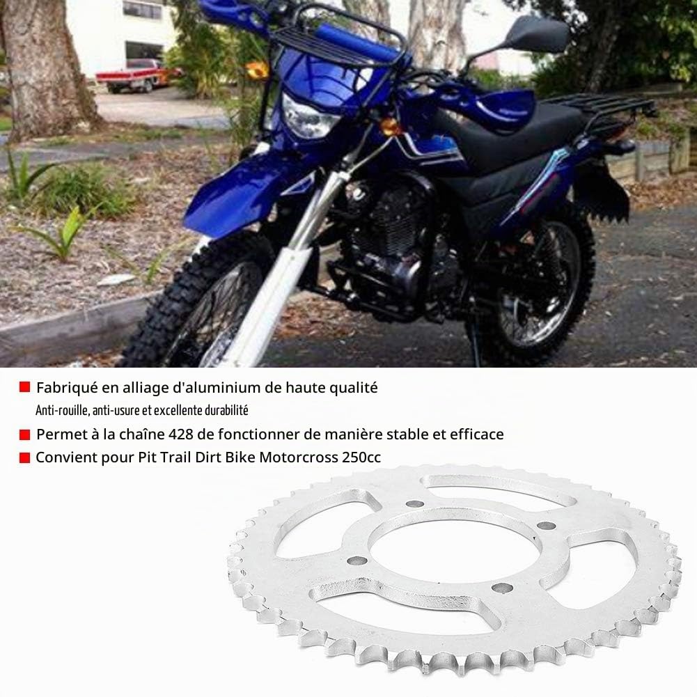 Pignon de pignon arrière, 48T dents 76mm 428 pignon de chaîne adapté pour Pit Trail Dirt Bike