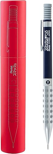 Pentel Smash Drafting - Lápiz mecánico (0.020 in), edición especial, plateado y azul marino con tubo