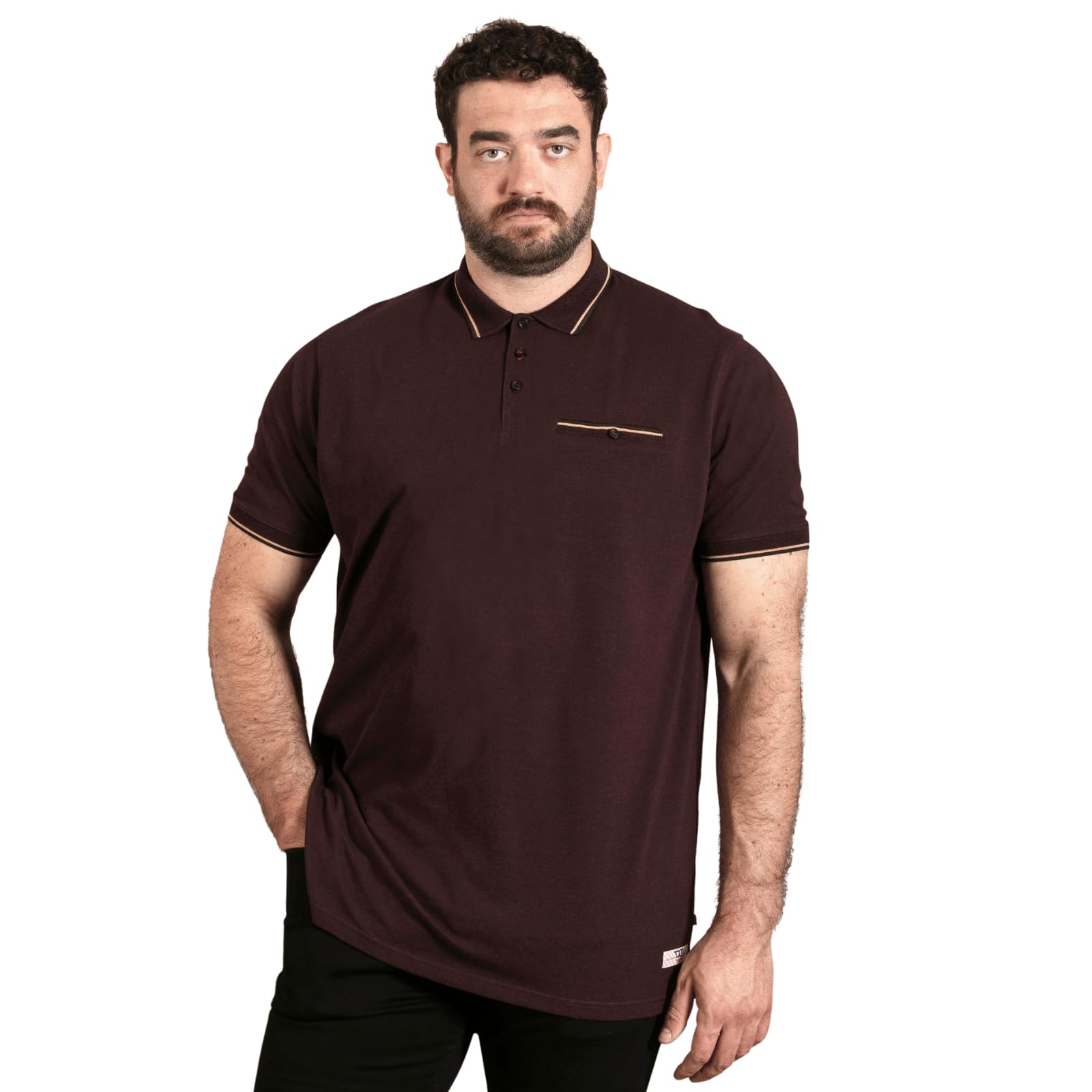 Duke Mens Redditch 1 Jacquard Collar Pique Polo Shirt - Red - 5XL