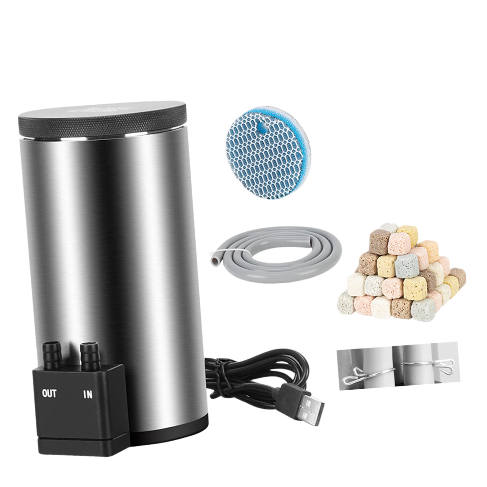 Filtro de acero inoxidable en miniatura eficiente para acuarios en miniatura, operaciones silenciosas, cubo de filtro de agua resistente para acuarios pequeños, cubo de acero inoxidable
