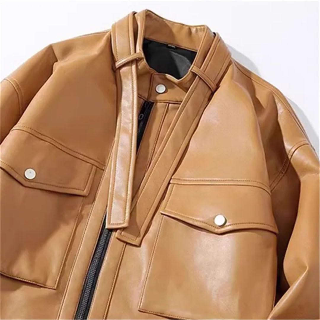Uomini Bomber Giacche In Pelle Outwear Stand Collar Giacca A Vento Cappotti Maschile Cappotto In Pelle Moto Biker Giacca