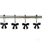 Bow Knot Shower Curtain Hooks, Leather Bow Shower Curtain Hook, 12PCS Rust Proof Shower Curtain Rings for Bathroom, Metal Decorative Shower Curtain Hangers (Black)