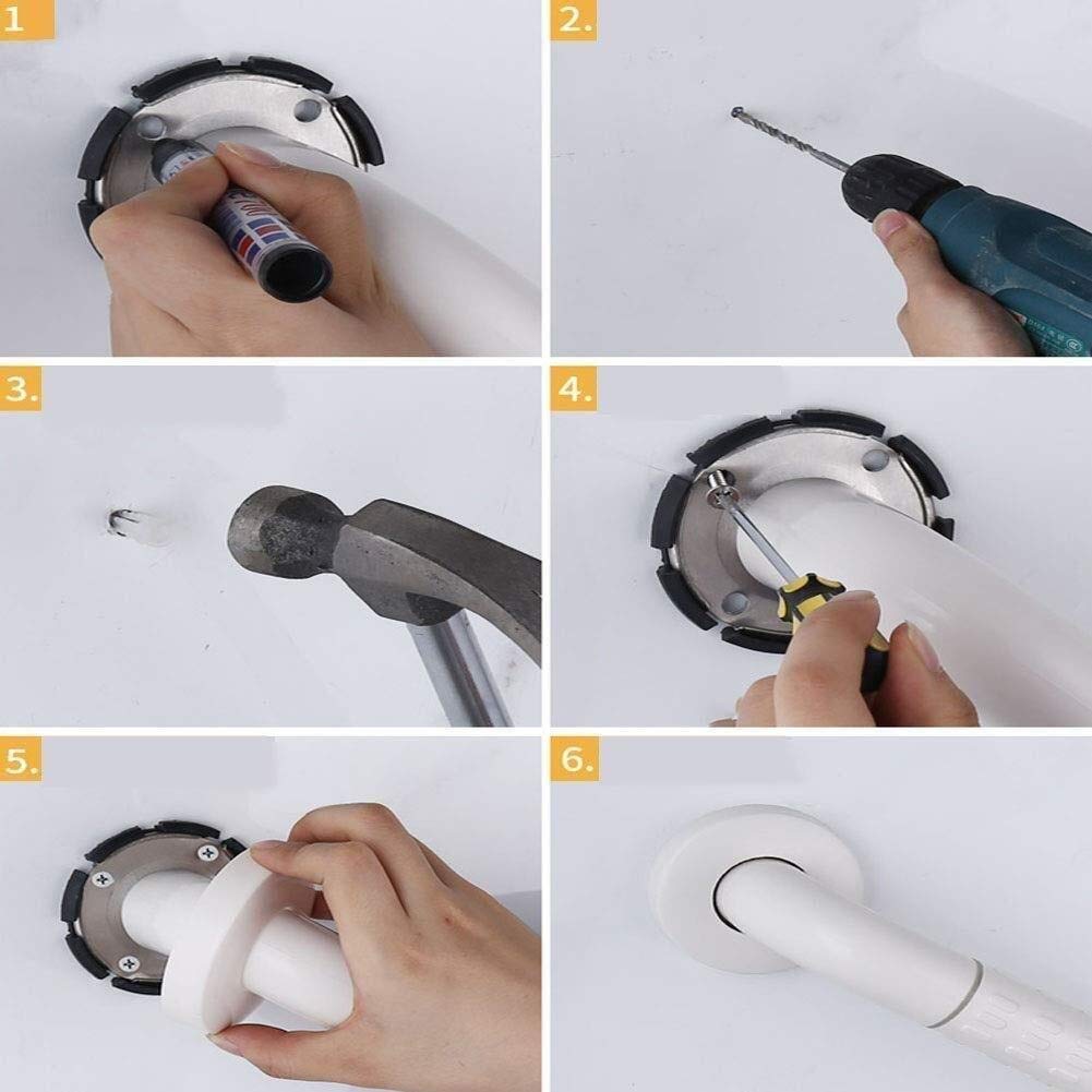 Pasamanos de baño, pasamanos de Acero Inoxidable, Barra de Apoyo para baño, Tubo Exterior de Nailon, para Personas Mayores y discapacitadas, Mango de Apoyo para Ducha, Blanco, 48 cm