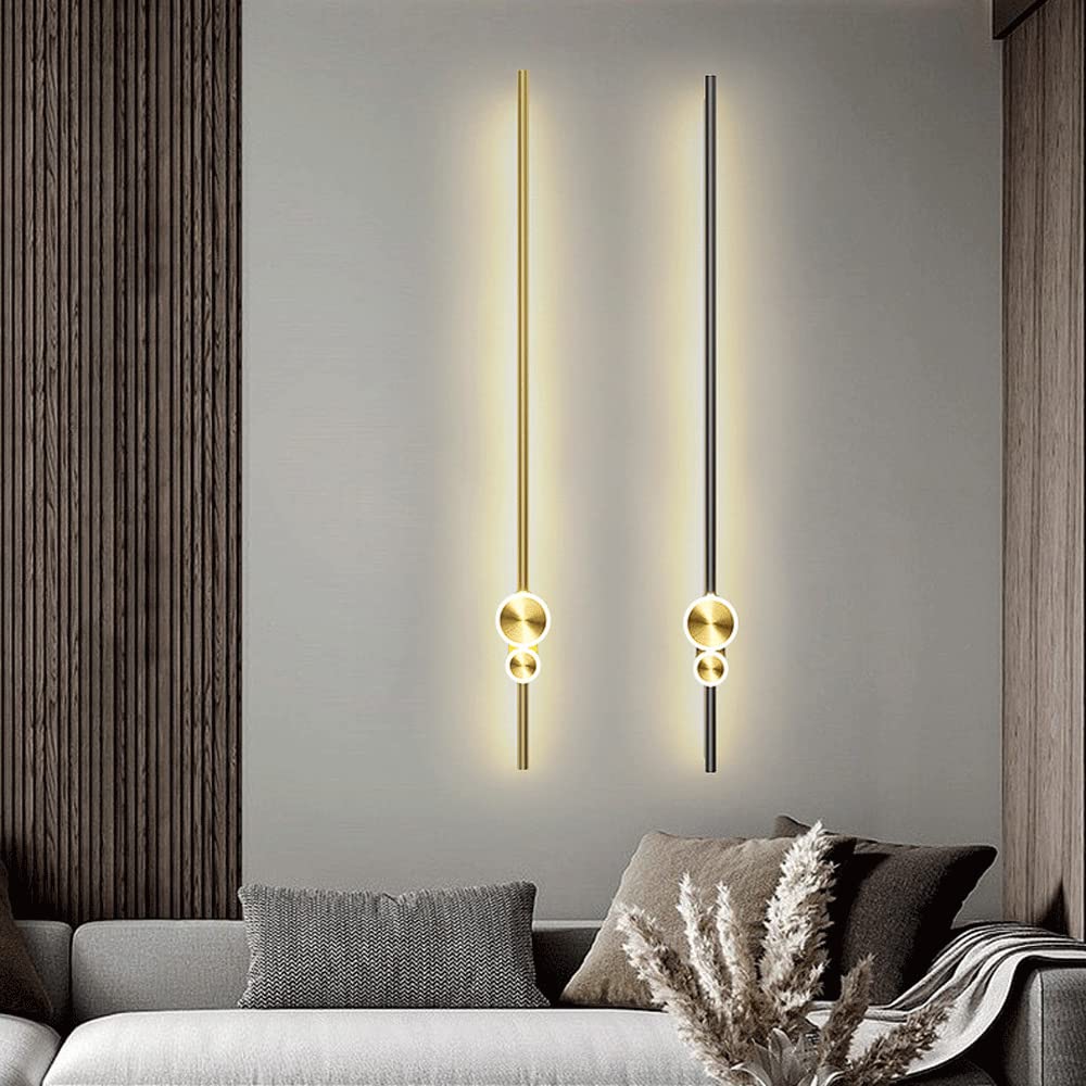 Lámpara de pared LED de tira larga, lámparas de aplique de pared LED de tubo lineal moderno Lámpara de pared de metal para dormitorio, escaleras, pasillo, lámparas decorativas de pared de fondo de sof