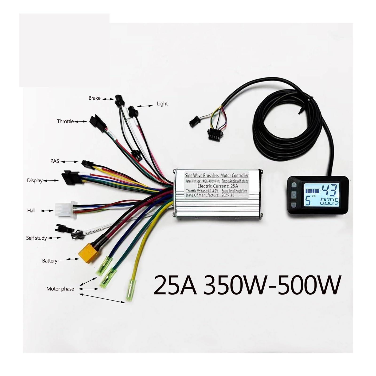 Kit de contrôleur de moteur sans balais avec panneau d'affichage LED, Compatible for S810, 24V-48V