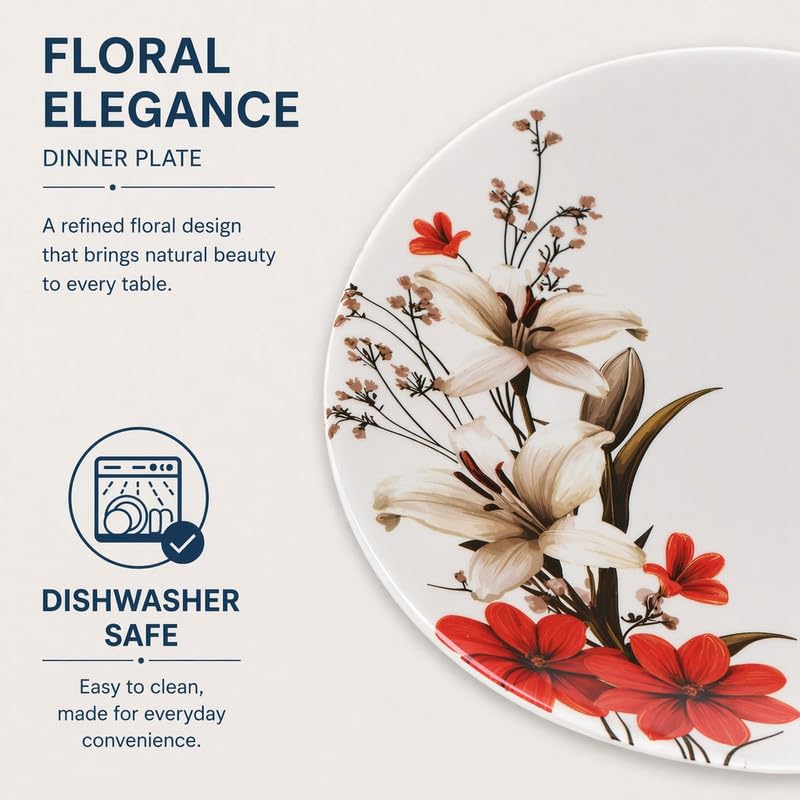 Image of Golden Fish 6 Pieces Dinner Plate Set for Kitchen | Premium Quality Round Plates for Daily Use | Durable, Lightweight & Easy to Clean | Ideal for Home, Dining & Gifting 5