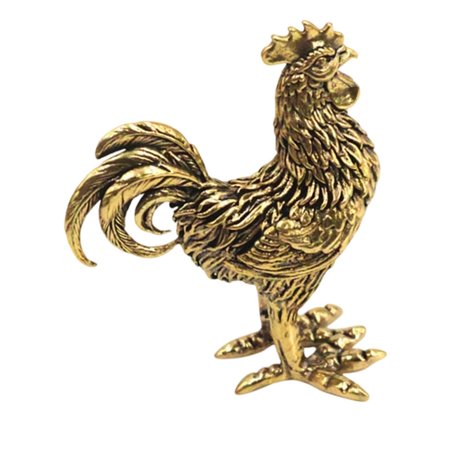 NEWFT Brass Animal Statues Chicken Figurine Sculptures Ornament for Bookshelf Cabinet Home Decors Tabletop Centerpieces Gift Table Ornament