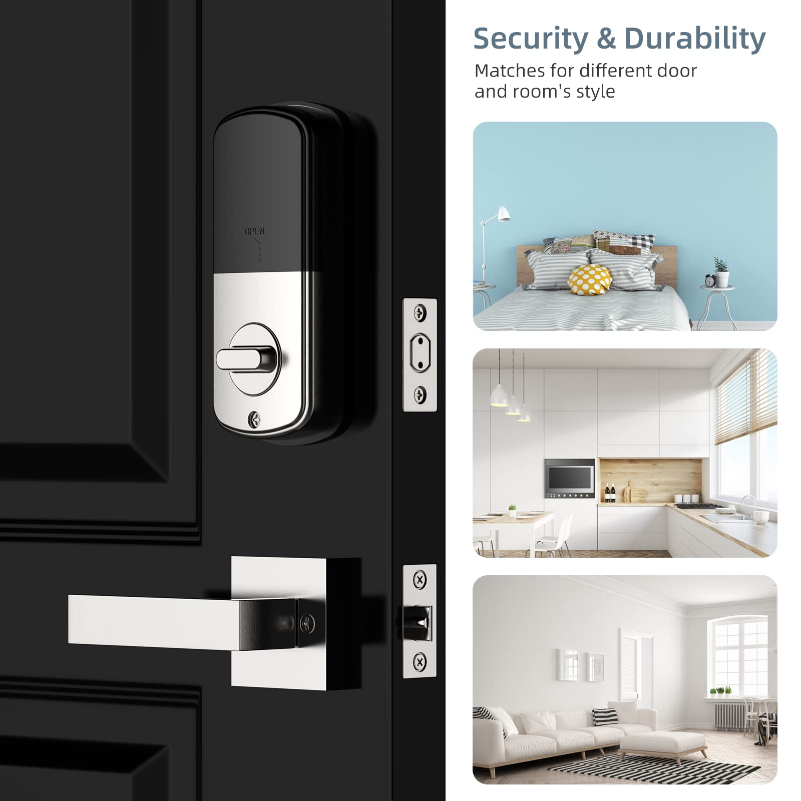 Zciuyo Front Door Handle, Door Lever Entrance Lock Single Cylinder