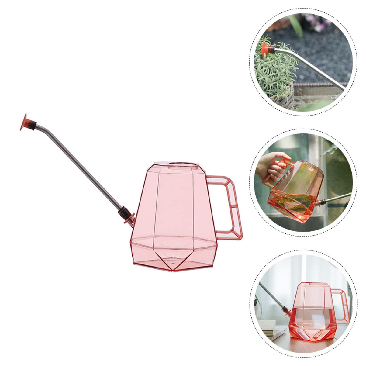 Konewka, Konewka do roślin, doniczka do podlewania kwiatów, metalowa konewka, wiadro do podlewania ogrodu ze stali nierdzewnej(Pink)
