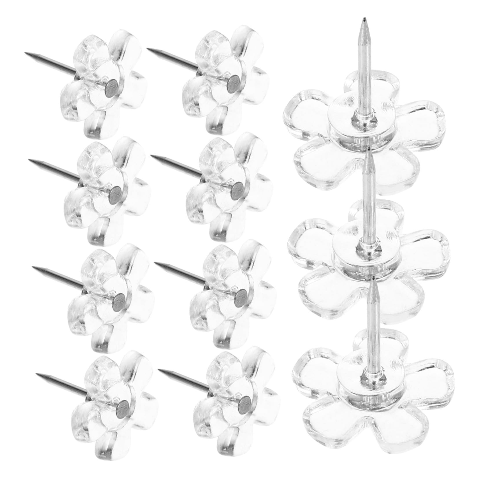 Angoily 5 Sätze Transparente Blumen Reißzwecke Büro Reißzwecken Tafeln Durchsichtige Daumen Klassenzimmer Köpfe Zum Aufhängen Wand Bulletin Whiteboard Reißzwecken 100 Stück * 5