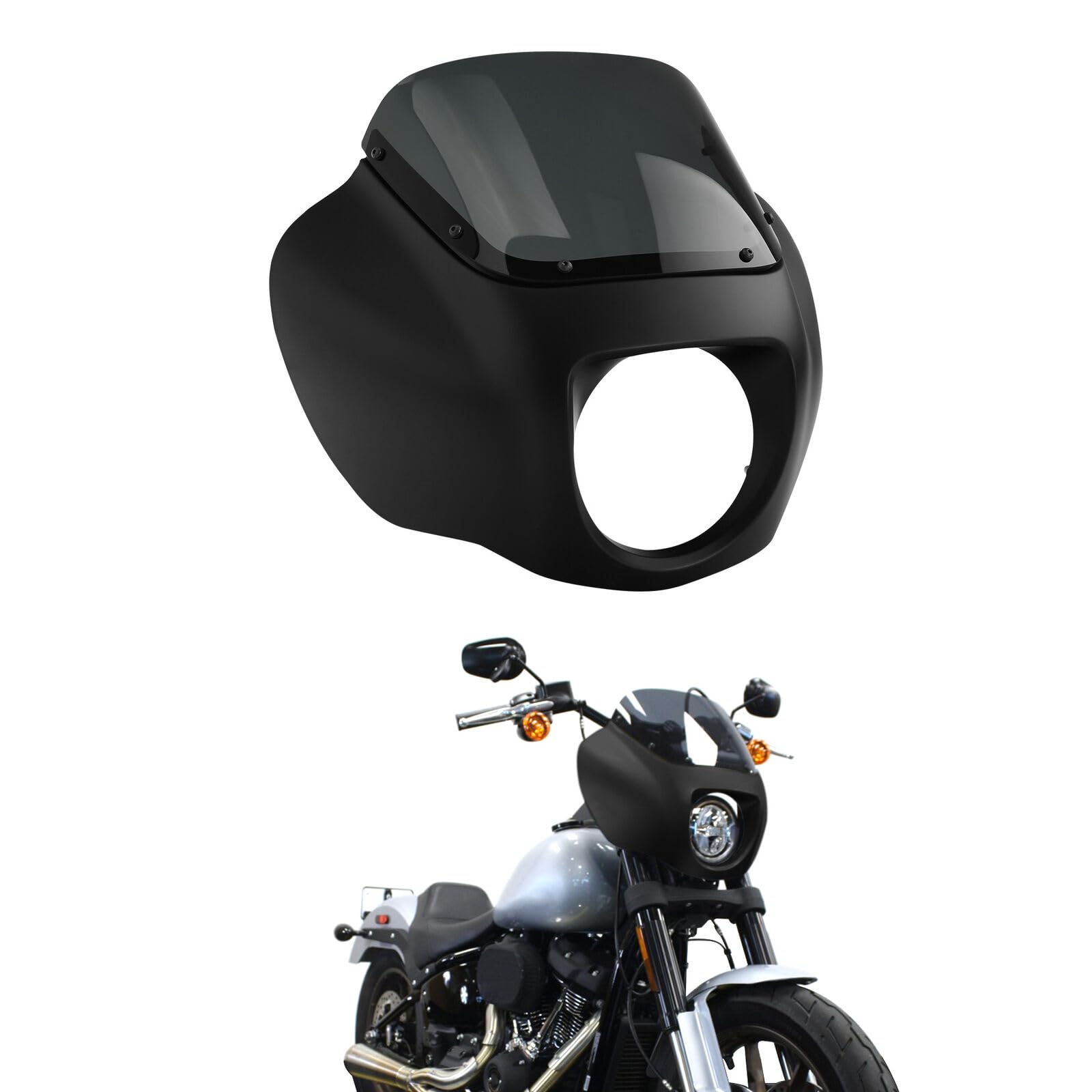 Front Headlight Quarter Fairing Windshield Fit For Harley Softail Low Rider FXLR S FXLRS 2018-2025 Street Bob FXBB FXBBS 2018-2025 Softail Standard FXST 2020-2024 Black Denim