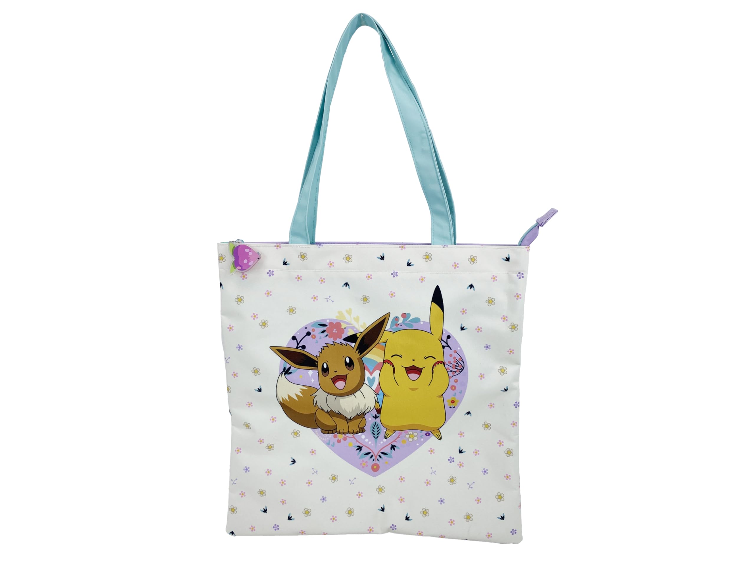 CYPBRANDS Marchi CyP: Pokémon, borsa, borsa tote, borsa di stoffa, fiore, colore beige, prodotto ufficiale