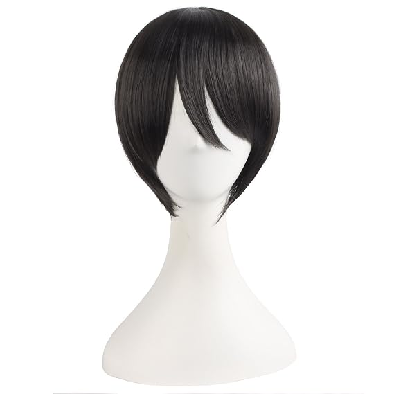 MapofBeauty 20 Inch/50cm Double Tail Straight Hair Cosplay Wigs(Black)