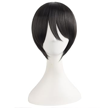 MapofBeauty 20 Inch/50cm Double Tail Straight Hair Cosplay Wigs(Black)
