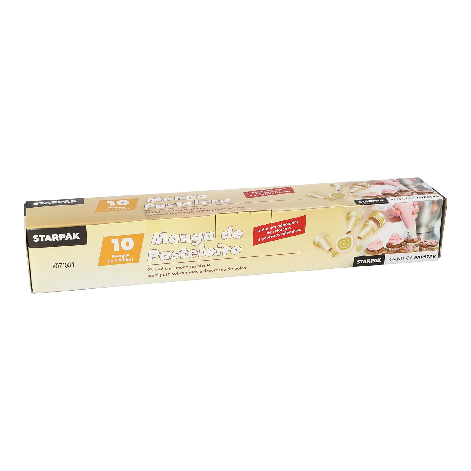 Starpak | 10 Spritzbeutel, Fassungsvermögen 1,8 l, Größe 46 cm x 23 cm, transparent, inkl. 3 Taschen für Süßigkeiten, 10 Beutel x 16 Packungen