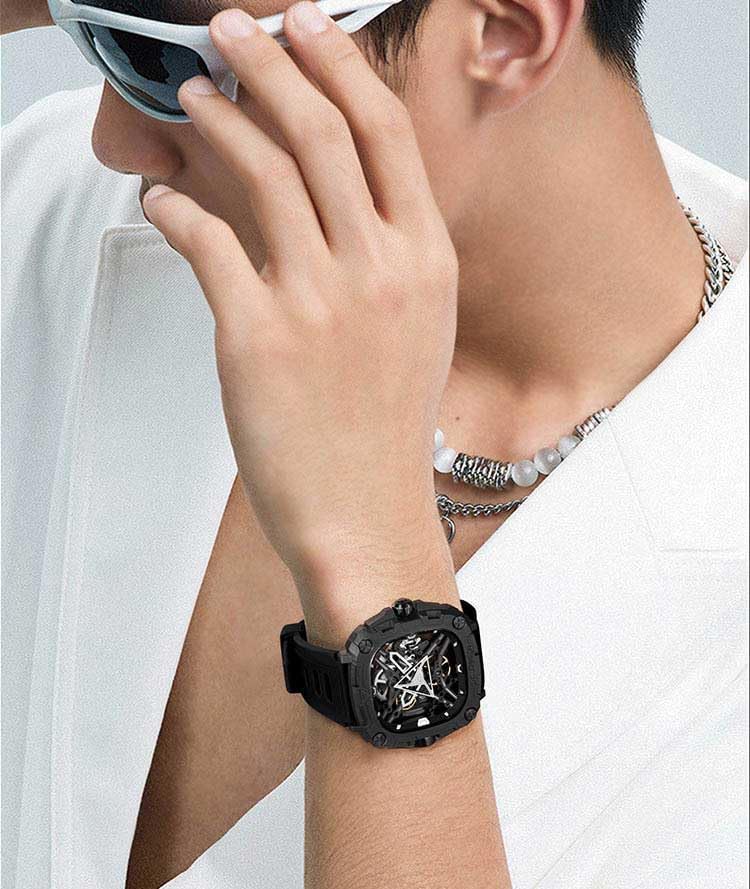 Image of CIGA Design Silicone Series X Eye Of Horus Automatic Grey Dial Men's Analog Watch - X051-Bb01-W5B, Band Black