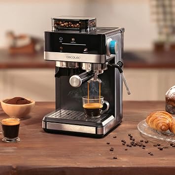 Cecotec Express Power Espresso Coffee Maker 20 Grind +. 1350W, 20 Bars, Touch Screen, Thermoblock, Water Tank 1.7L, 20 Grinding Levels, Coffee Tank 150 g, Milk Frother, Safety