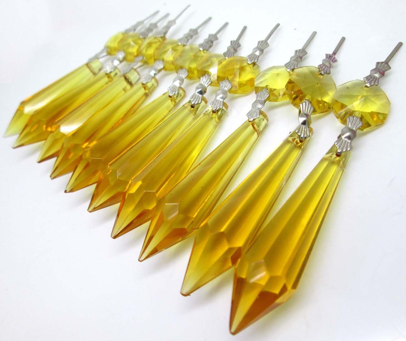 Sun Cling® Chandelier Icicle Crystal 55mm, Pack of 10 (Yellow)