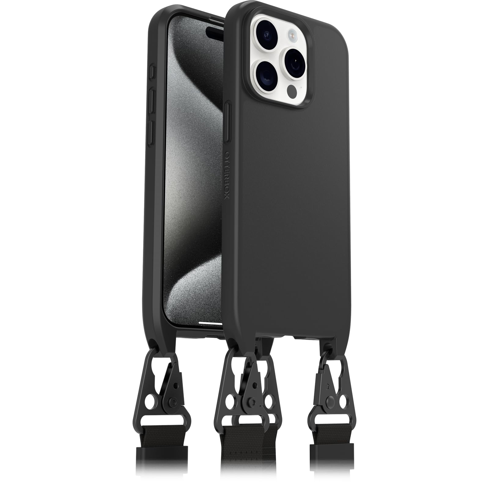 OtterBox React Lanyard Case with MagSafe for iPhone 15 Pro, Ultra-Slim, Protective Case with Adjustable and Detachable Lanyard Strap, Tested to Military Standard, Black, No Retail Packaging