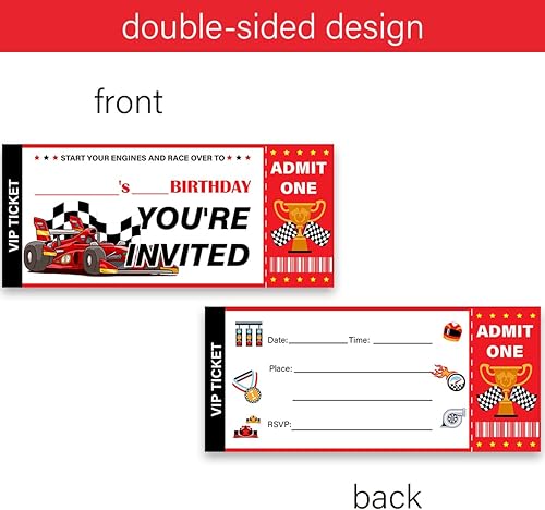 Miniatura 2 de LyoGao Paquete de 20 invitaciones para fiesta de cumpleaños de coche de carreras con sobres, invitación de coche de carreras, relleno para encender