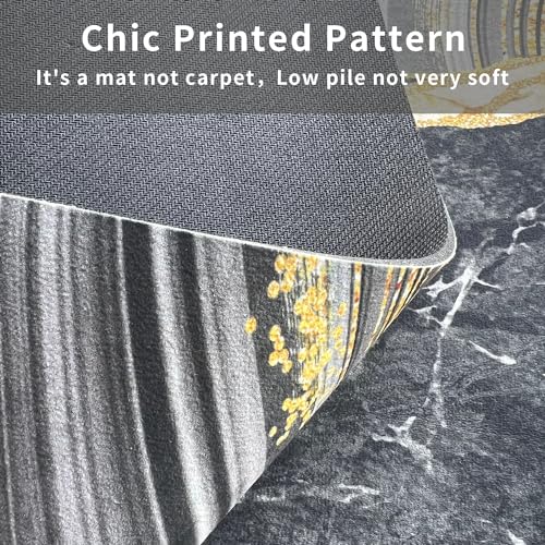 MUGINYU Black Gold Bathroom Rugs Sets 3 Piece Abstract Bath Mat Thin Rubber Diatomaceous Earth Quick Dry Rugs Water Absorbent Floor mat with U-Shaped Contour Toilet Mat Bath for Bathroom Decor by MUGINYU - Used condition - Image 5