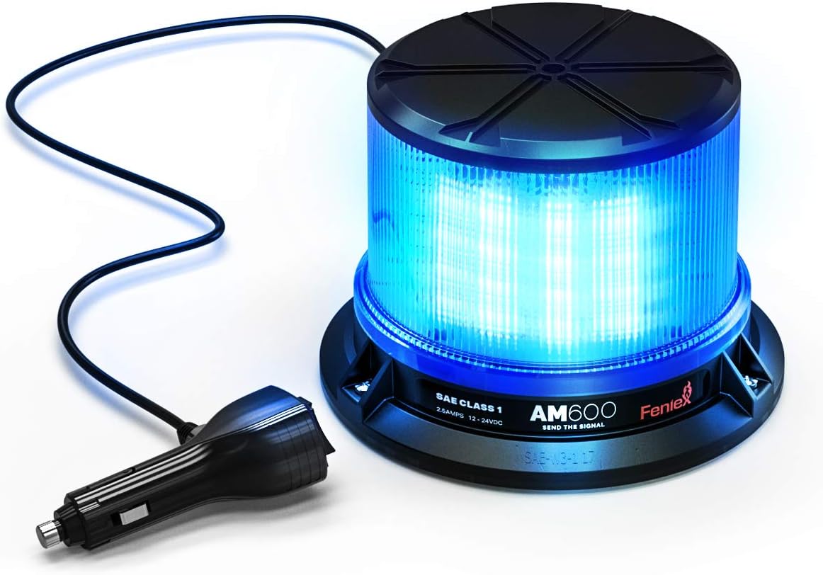 Feniex AM600 Beacon | Blue | 20 Watts, Super Bright LEDs, SAE Class 1 | Emergency Warning Lights