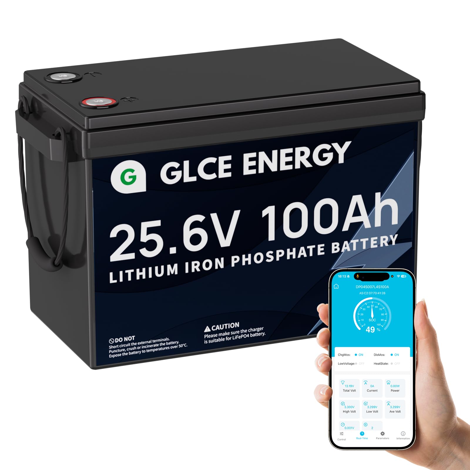 Batteria LiFePO4 da 24 V, 100 Ah, 100 A, Bluetooth BMS, 4000 ~ 15000 cicli, perfetta per off-grid, sistemi domestici, camper, tosaerba, solare