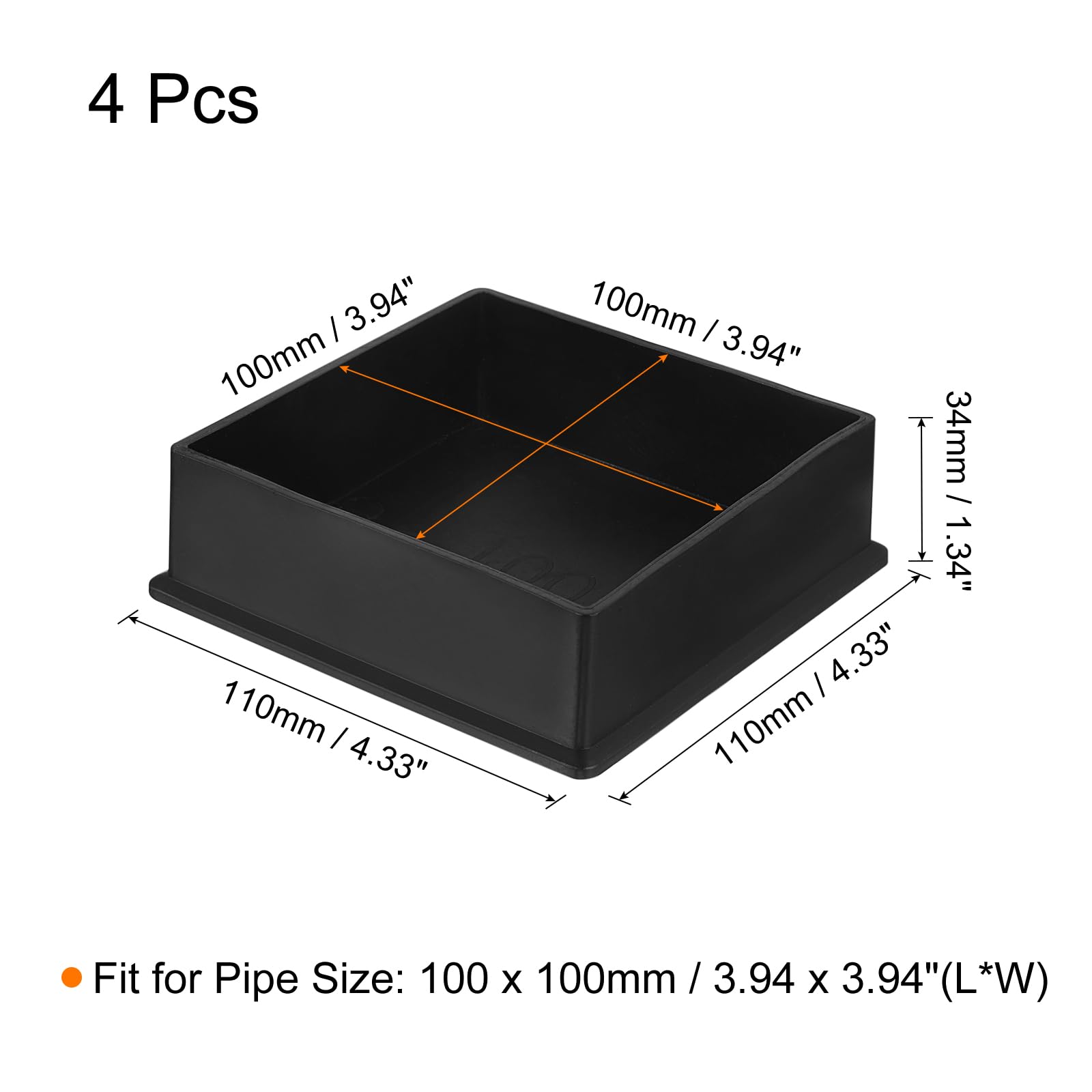Stoelpoot Beschermers - Anti Kras Stoelpootdoppen - Vierkant - 50x50mm - Transparant - 16 Stuks