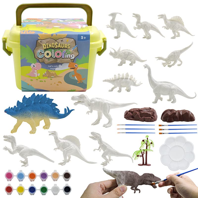 Buy Dinosaur Arts and Crafts for Kids Age 48, Dinosaur Painting Toys Kit with 12 Dino Figures