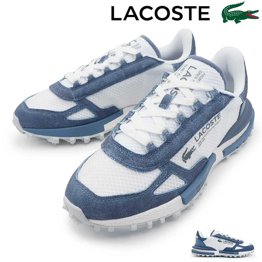 Lacoste Elite Active, Zapatillas Deportivas Retro para Hombre, Ante y Malla, Blanco y Azul Marino, Ligeras (Sistema Tallas Calzado EU, Adulto, Números, Mediano, 41)