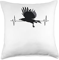 Vista 5 de Krähen Raben Vögel Liebhaber Bekleidung Crow Raven Heart Line Odin Viking Fans Hugin and Munin - Almohada de 16 x 16 pulgadas, multicolor
