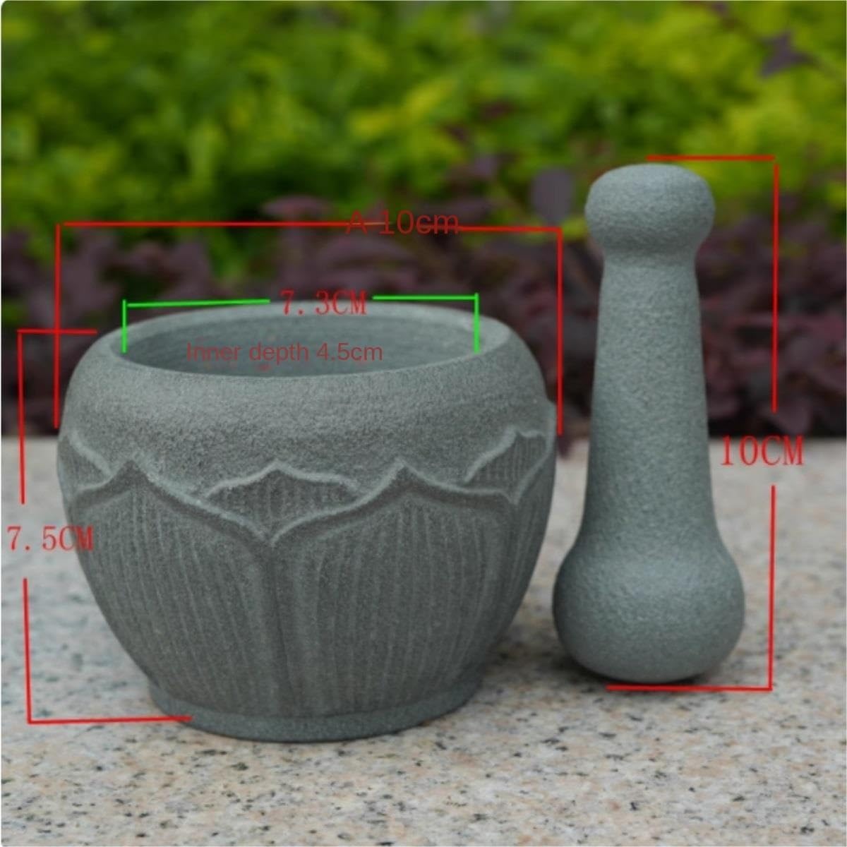 Zestaw Moździerza I Tłuczka Akcesoriów Kuchennych Rzeźbiony Zabytkowy Kamienny Moździerz Kruszarka Bluestone Grinder Pounding Jar Pestle Set Jadalnia