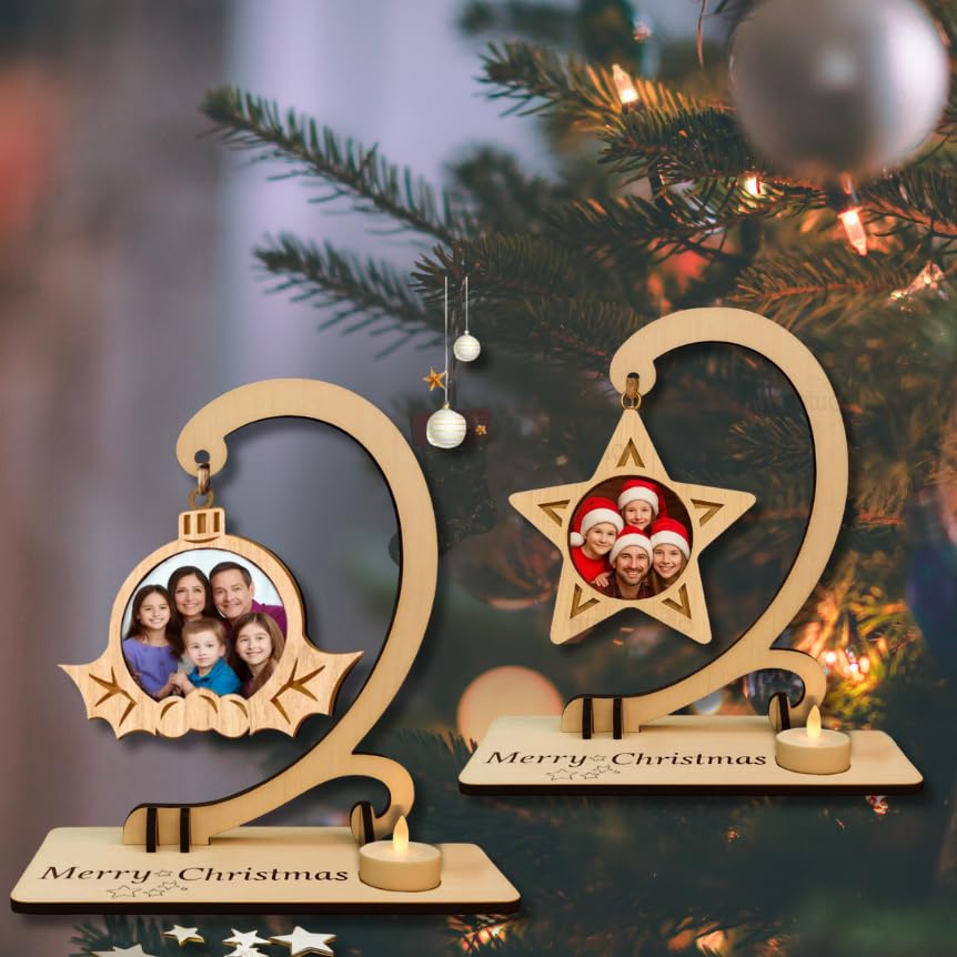 Customized Personalised Christmas Photo Frame Combo Set of 2, Tabletop Frame for Christmas Vibes, Christmas Gift- Design 4-002