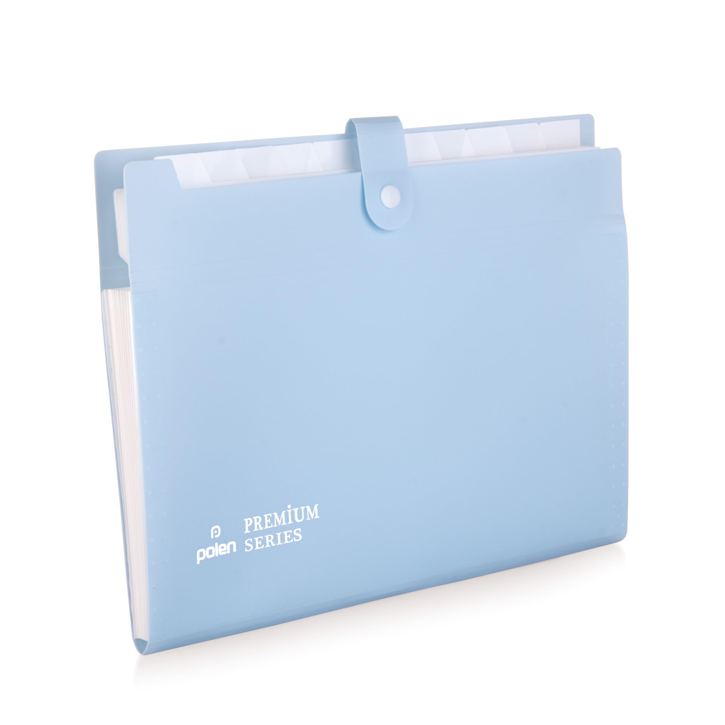 POLEN 8 Pocket Expanding File Folder Letter FS (Fits FS Paper) Accordion Document Organizer, Adjustable Buckle Folder Pocket Folder for School Office Home (Pestal Blue)