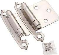 DecoBasics Brushed Nickel Self-Closing Cabinet Hinges (25 Pairs/50 Pcs) - 1/2" Variable Overlay Flush Mount w/ Bumpers & Screws