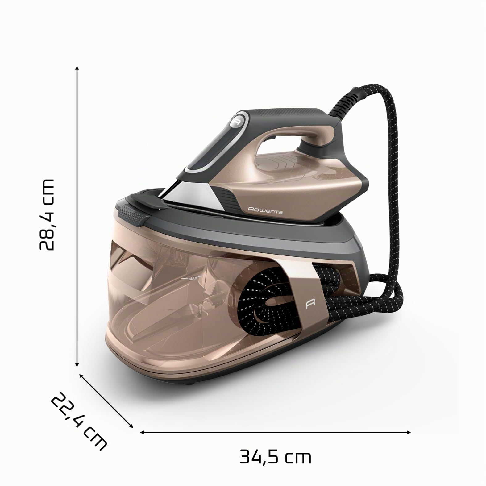 Rowenta Force Pro 500 Dampfbügelstation, 2800 W, 130 g/min variable Dampfmenge, Dampfstoß von 550 g/min, spart Energie, Quicksteam-Technologie, Braun/Schwarz, VR9033F0
