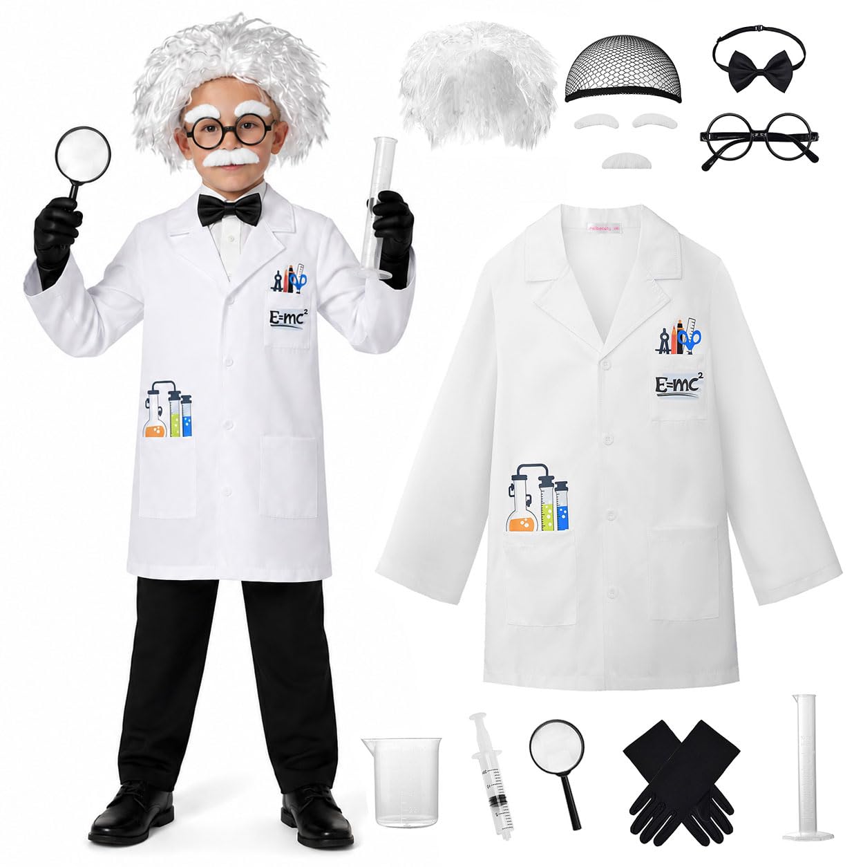 ReliBeauty Disfraz Científico Niños con Accesorios