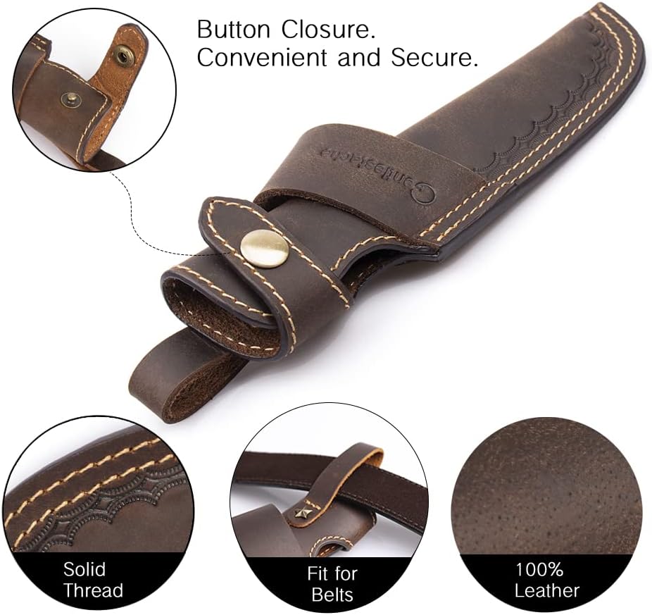 Gentlestache Horizontal Knife Sheath for 5 inch blade, Compact Draw, Dark Brown