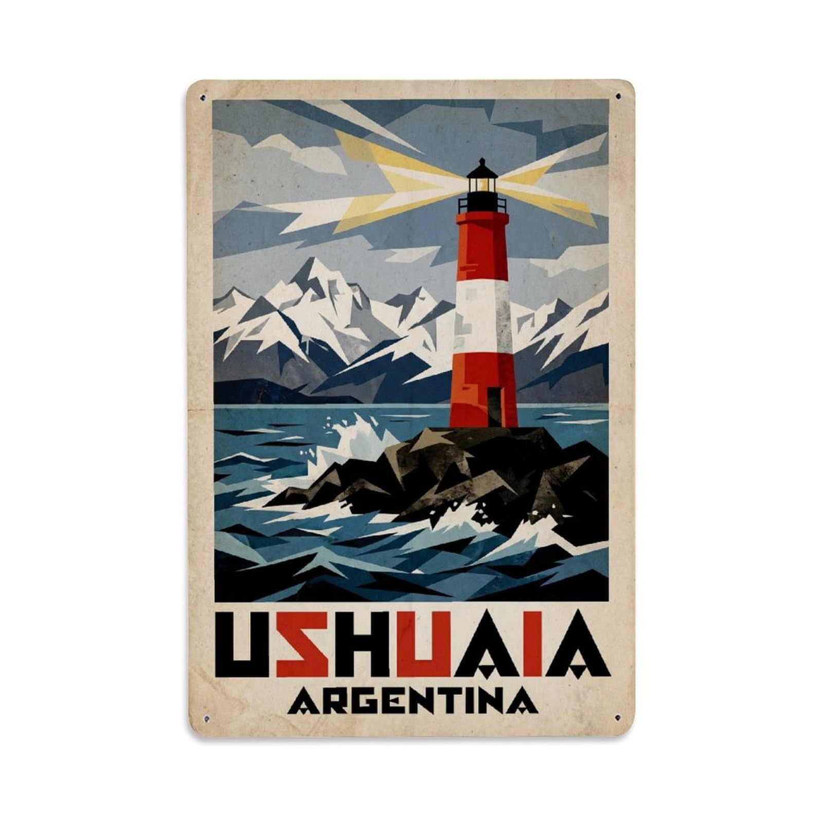 Retro Argentina Ushuaia Travel Metal Tin Sign