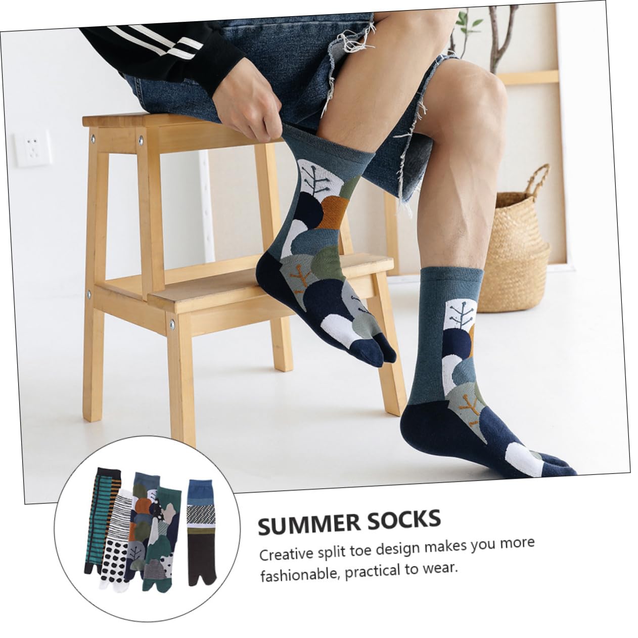 SHERCHPRY 10 paia di calze antiscivolo con dita separate da uomo, pantofole alte tabi