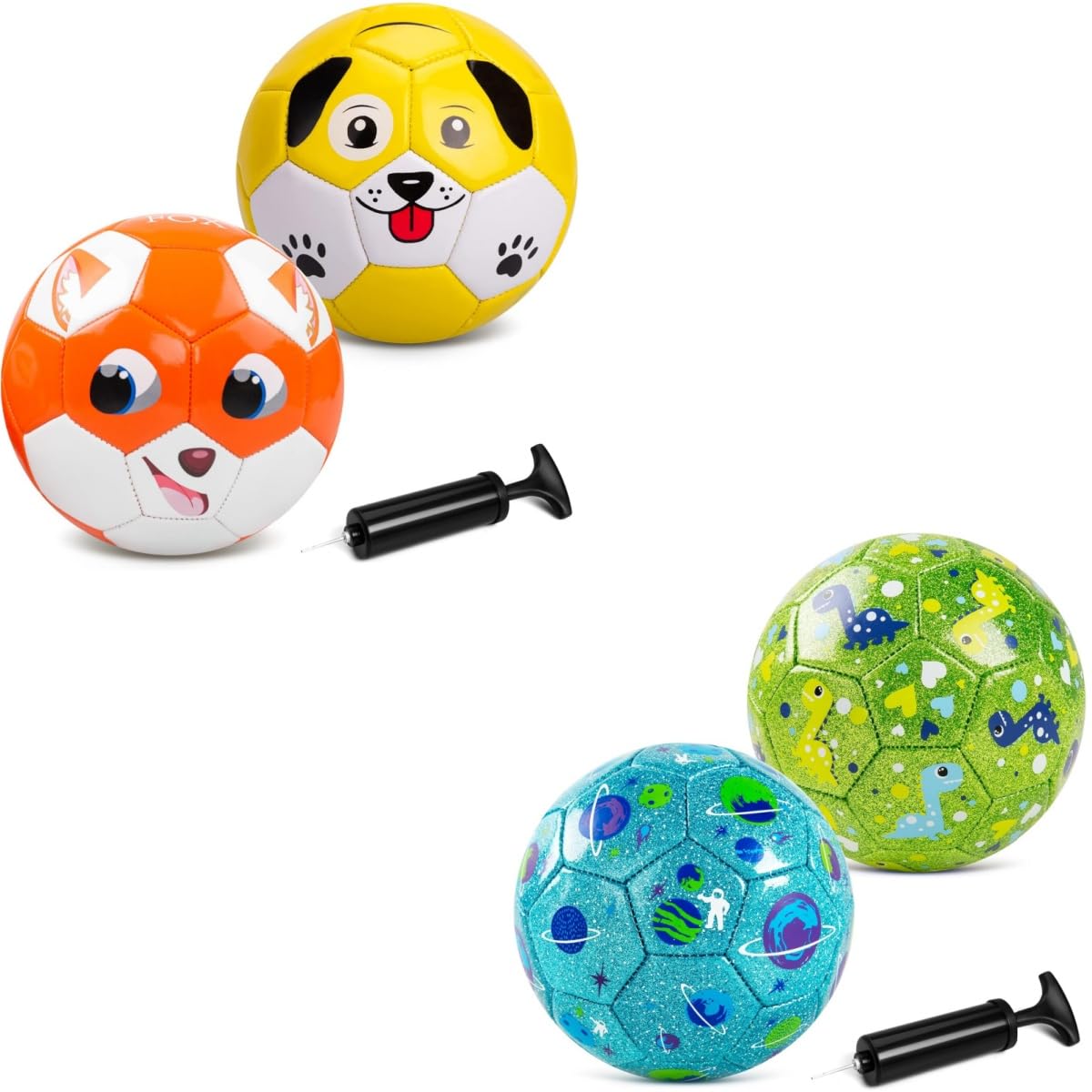 Toddler Soccer Ball Size 2 - Small Soft Kids Ball 2 Pack for Ages 1-3 3-5 - Cartoon Sports Toy Boys Girls - Soccer Gift for Indoor Outdoor Games - Birthday/First/Valentine Gift for Toddl