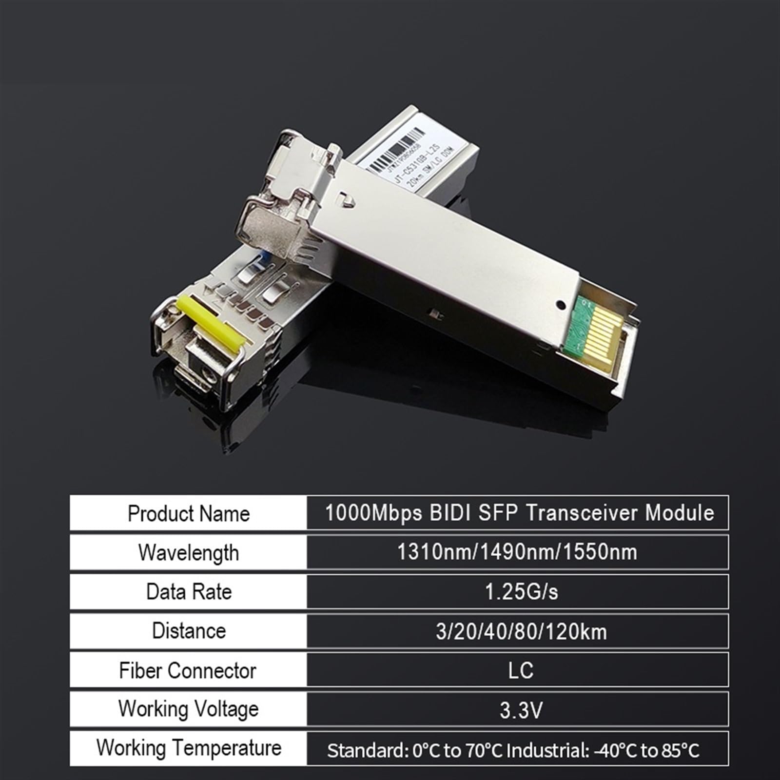 Transceptor óptico de fibra única LC SFP de 1 Gb, interruptor SFP de fibra Gigabit de 3 a 80 km, compatible con interruptor Mikrotik/Cisco (1 par de 3 km)