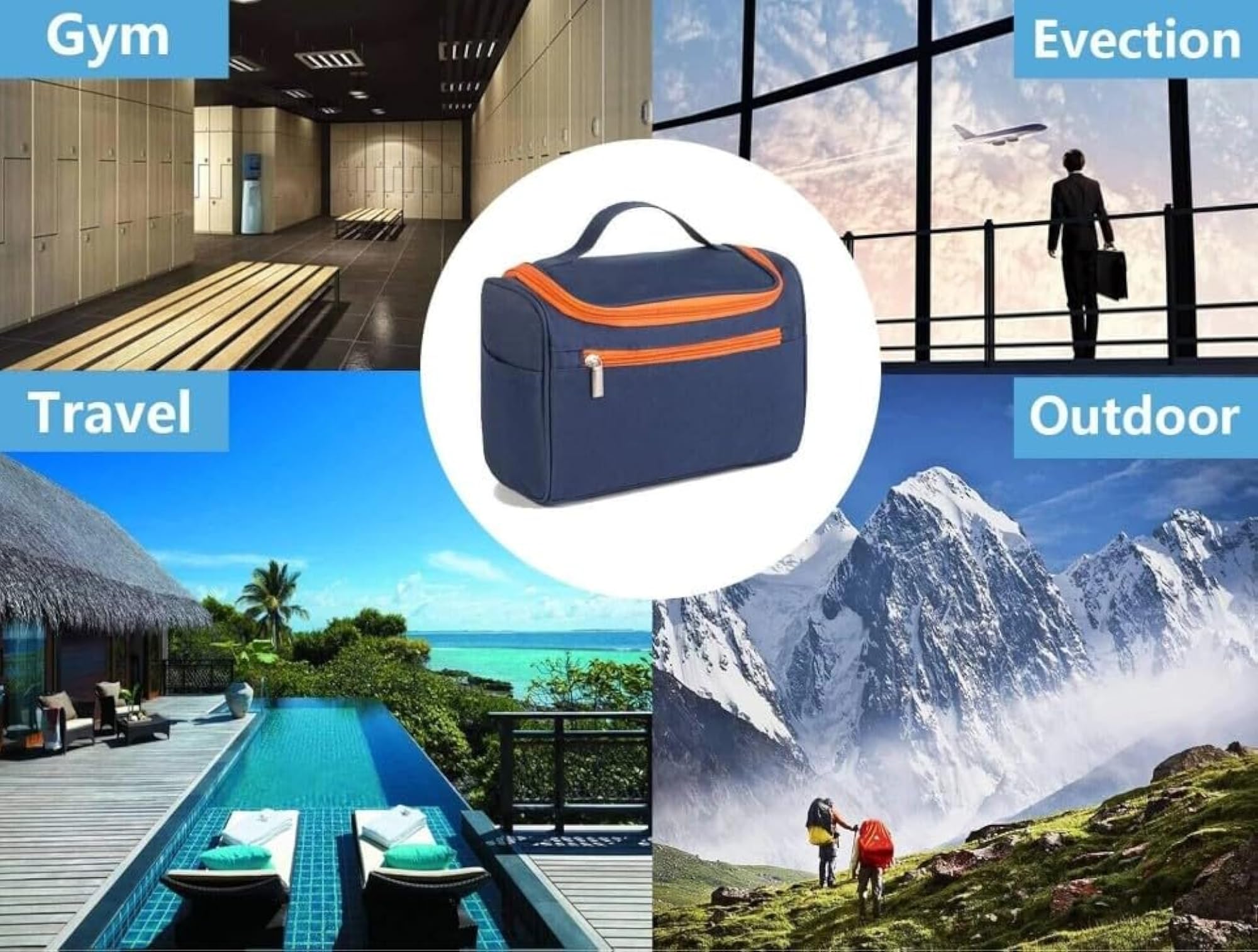 Travel Toiletry Kit Bag with Hook, Makeup Organiser