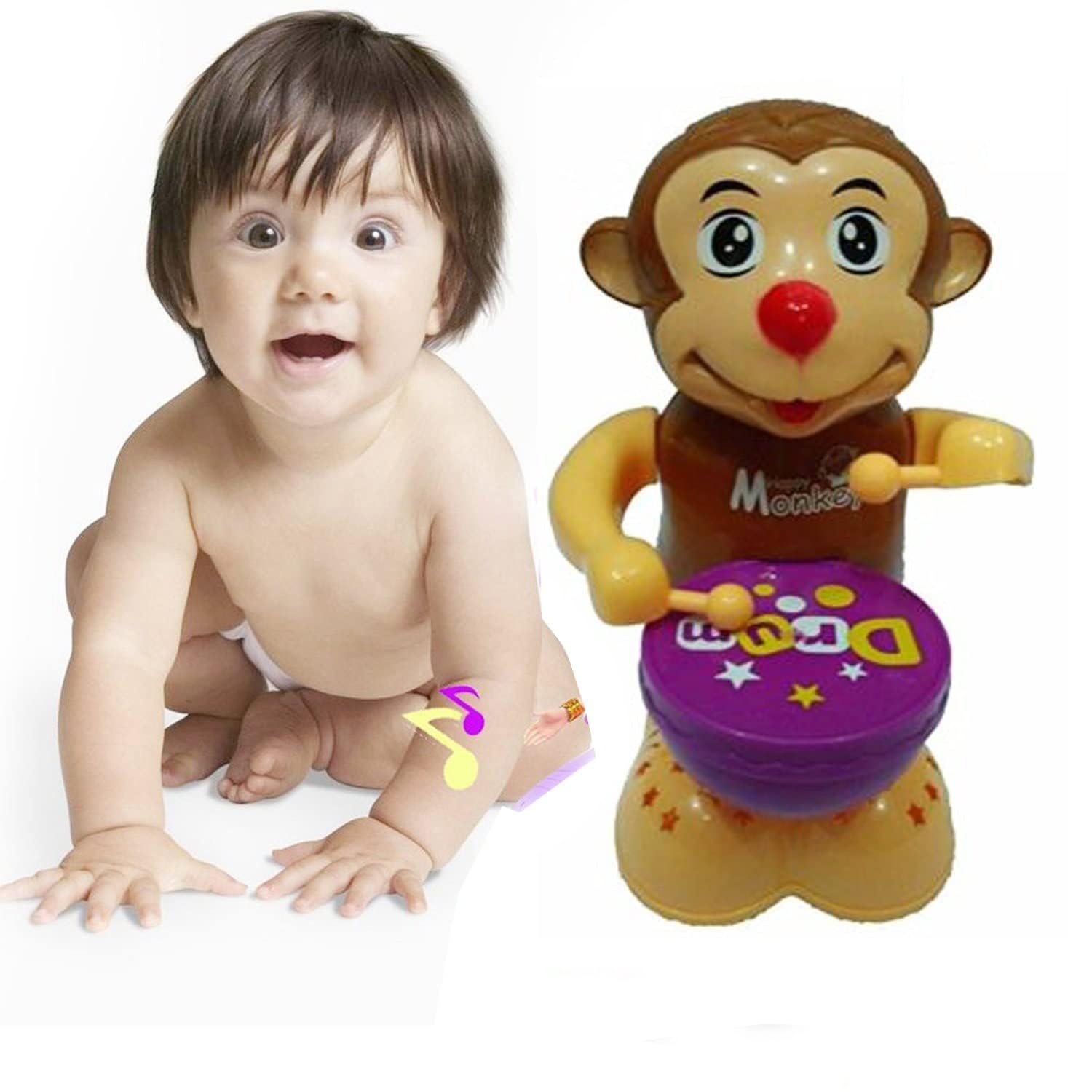 TotVerse Toys for Kids, Lion Happy Drummer with Toy Light, Music, Baby Sound Toy, Non Toxic, Sound & Music with Battery Operated, Multi Colour, Age 1+ (Without Battery, Drummer Monkey, Drummers)