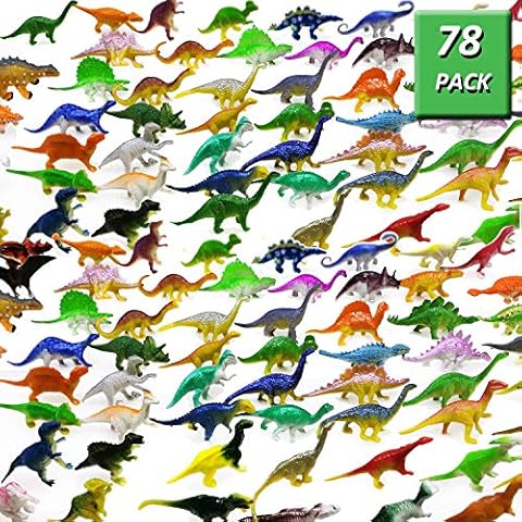 OuMuaMua Dinosaur Toys, Plastic Mini Dinosaur Figure Toy Set Including T-rex, Stegosaurus, Monoclonius for Kids Toddler Dinosaur Birthday Party Favors, Christmas Valentines Day Gifts, 78 Pack Cover