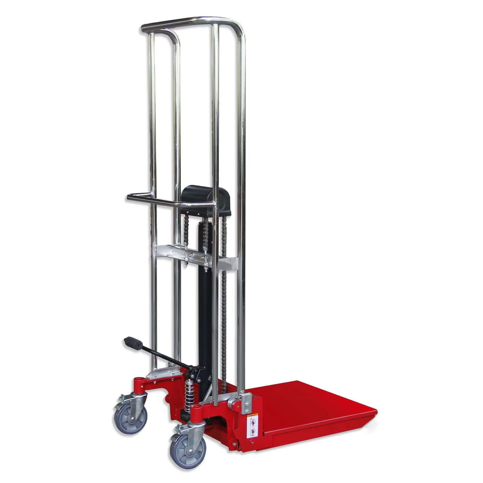Ręczny hydrauliczny układacz palet, 880Lbs Pojemność, Podnośnik operowany pedałami, Wysokość podnoszenia 51,2 ", Zdejmowana płyta platformowa, Wózek stołowy z ciężkim materiałem