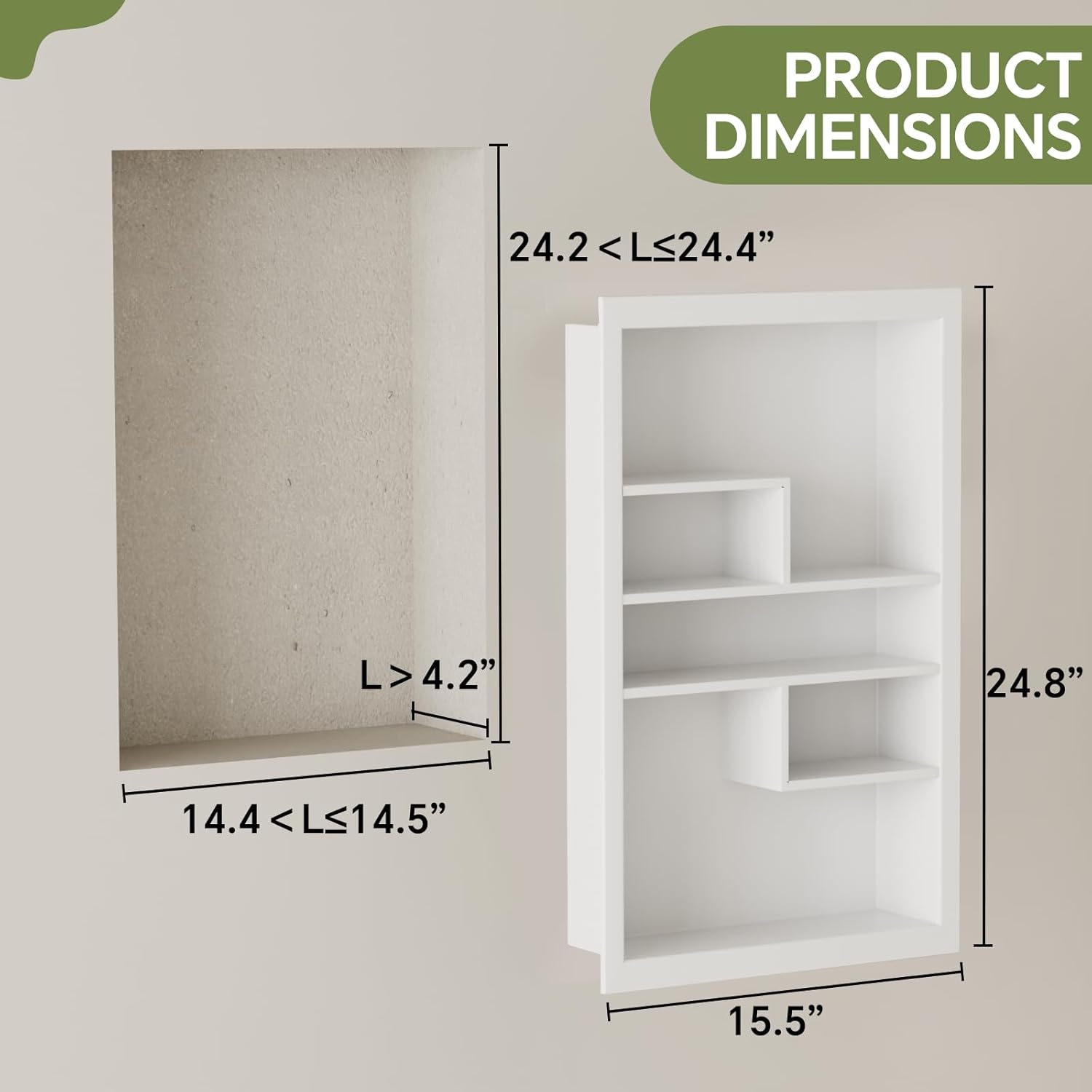 14x24 medicine cabinet recessed stainless steel, with 5 compartments medicine cabinet organizer, stainless steel wall niche, bathroom wall cabinet, recessed bathroom cabinet, white new design 3-tier white