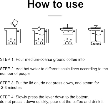 350ml French Press Coffee Maker, 304 Stainless Steel Double Wall Insulated Coffee Maker Pot, Triple Filtration System for Optimal Brew, Ideal for Home, Office, Camping (Black, 12 oz)