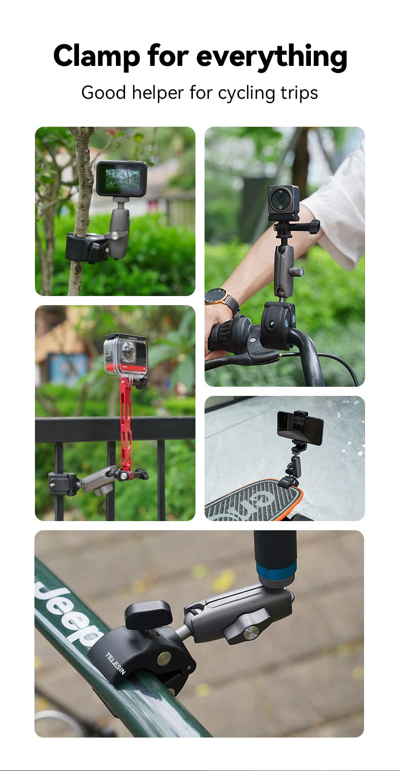 TELESIN Universal Handlebar Tube Clamp Mount for Sport Cameras (Aluminium), Technical plastic design - Image 4